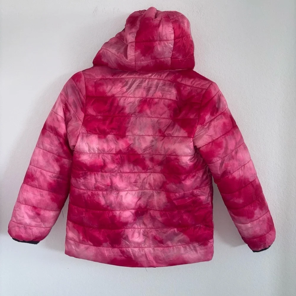 Kids Puffer Jacket Pink Tie Dye